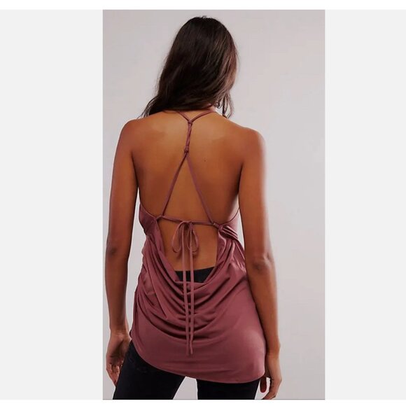 Free People Tops - NWOT Free People Callie Halter Top Asymmetrical Hem With Open Back Wild Ginger